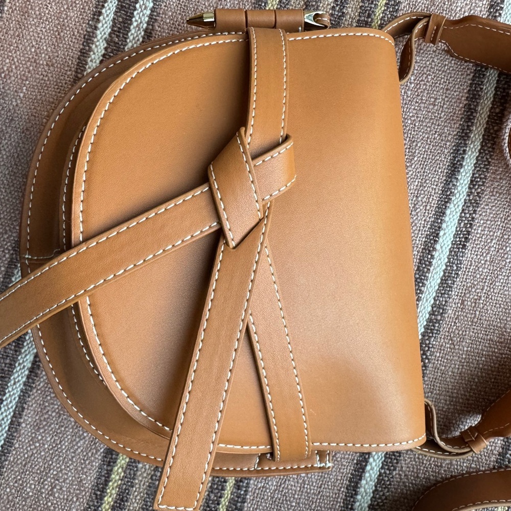 Tiffany & Fred Tan Crossbody Bag with Minimalist Design and Structured Shape